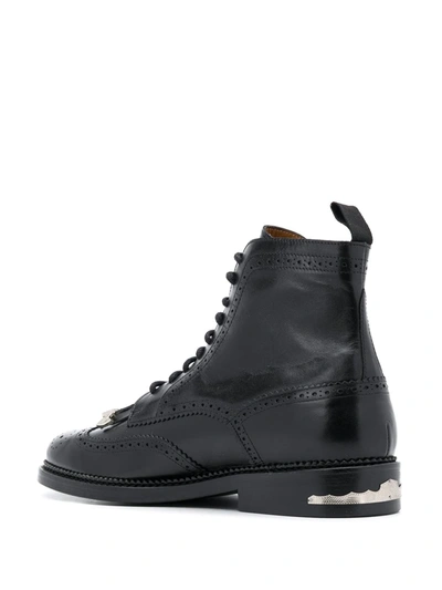 Toga Virilis Tasselled Lace-up Leather Boots In Black