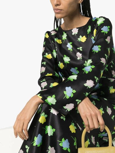 Shop Bernadette Jane Long-sleeved Maxi Dress In Black ,green