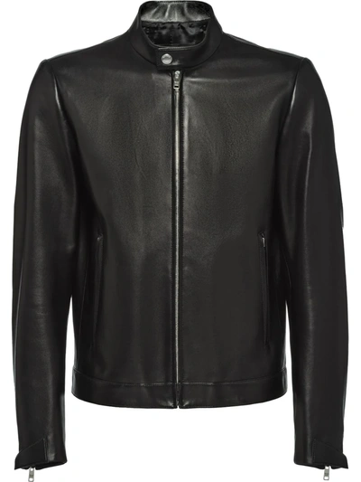 Shop Prada Nappa Leather Biker Jacket In Black