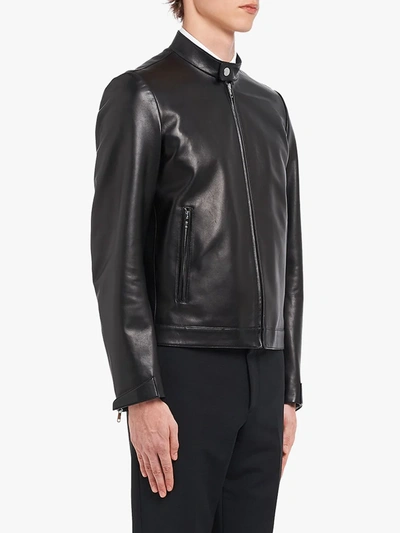 Shop Prada Nappa Leather Biker Jacket In Black