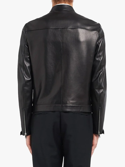 Shop Prada Nappa Leather Biker Jacket In Black