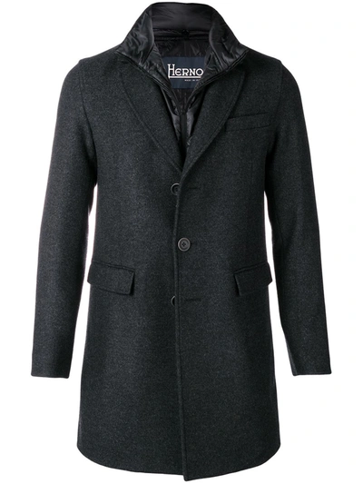 Shop Herno Classic Single-breasted Coat In Grey