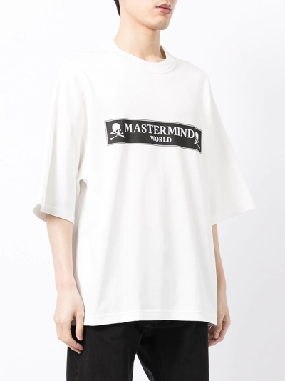 Mastermind Japan Boxed Logo-print Skull T-shirt In Weiss