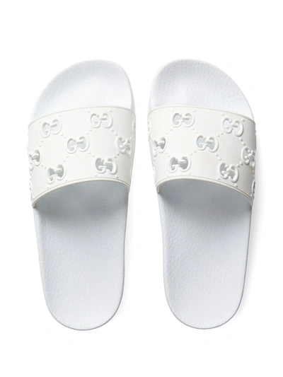 Shop Gucci Rubber Gg Slide Sandal In White