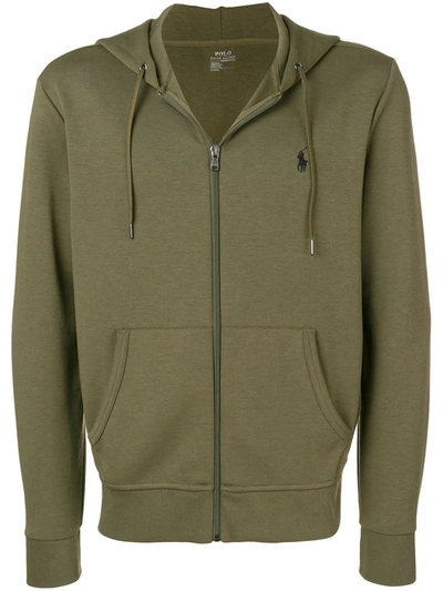 Shop Polo Ralph Lauren Logo Embroidered Hoodie In Green