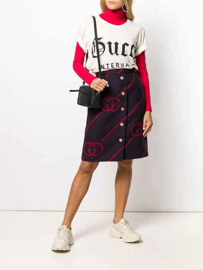 Shop Gucci Interlocking G Reversible Wool Skirt In Red