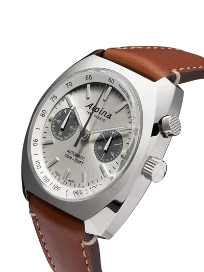 Shop Alpina Startimer Pilot Heritage Automatic Chronograph 44mm In White-grey