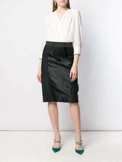 Shop Dolce & Gabbana Powernet Satin Midi Skirt In Black