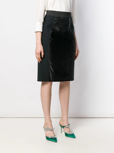 Shop Dolce & Gabbana Powernet Satin Midi Skirt In Black