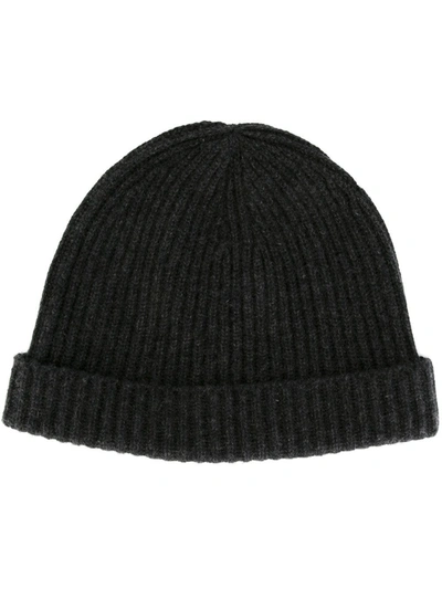 Shop N•peal Ribbed-knit Cashmere Beanie In Grey