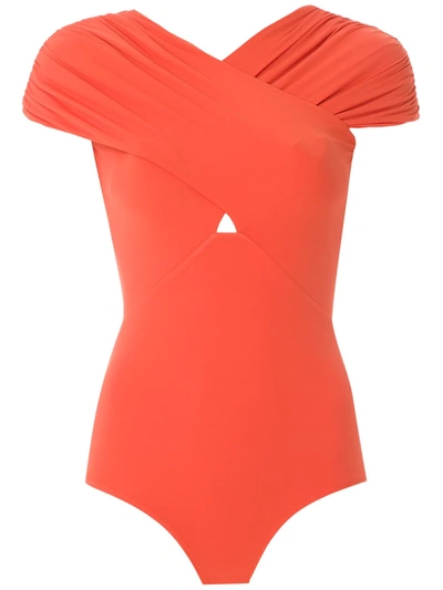 Shop Amir Slama Ruched Panelled Body In Orange