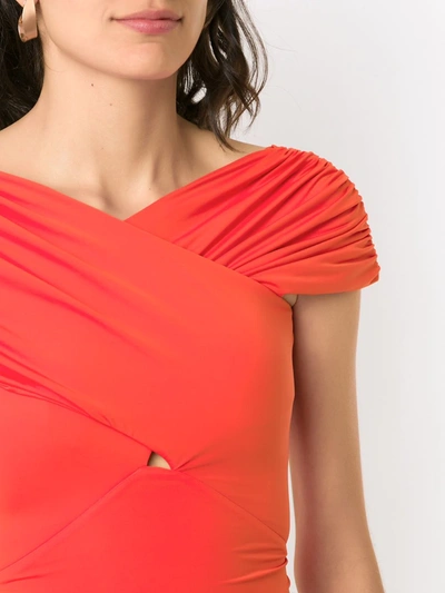 Shop Amir Slama Ruched Panelled Body In Orange