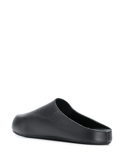 Shop Marni Textured Leather Slippers In Black