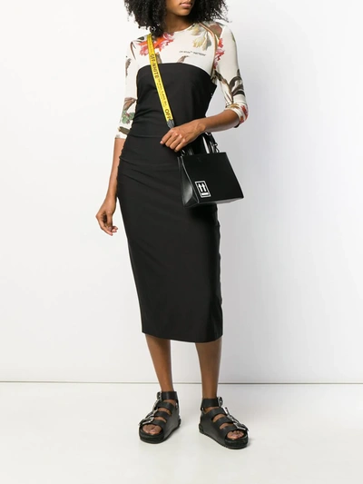 Shop Off-white Two-layer Midi Dress In Black