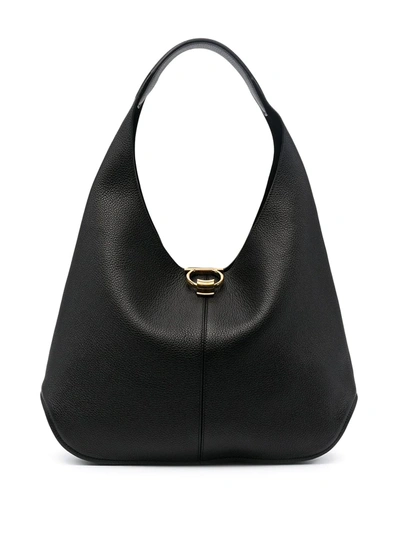 Shop Ferragamo Small Gancini Hobo Bag In Black