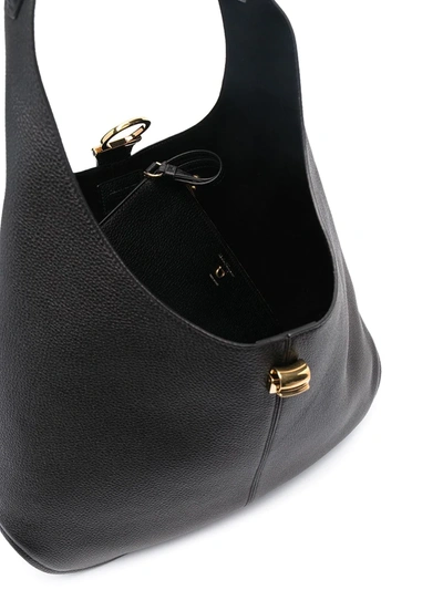 Shop Ferragamo Small Gancini Hobo Bag In Black