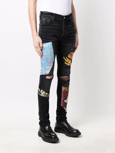 Shop Amiri X Playboy Magazine Print Super-skinny Jeans In Schwarz