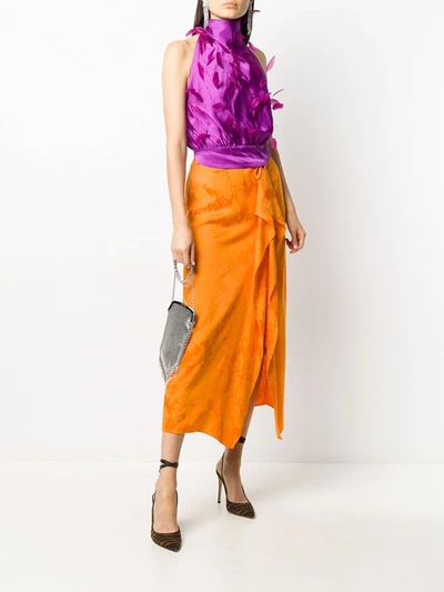 Shop Attico Gia Floral Jacquard Skirt In Orange
