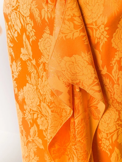 Shop Attico Gia Floral Jacquard Skirt In Orange