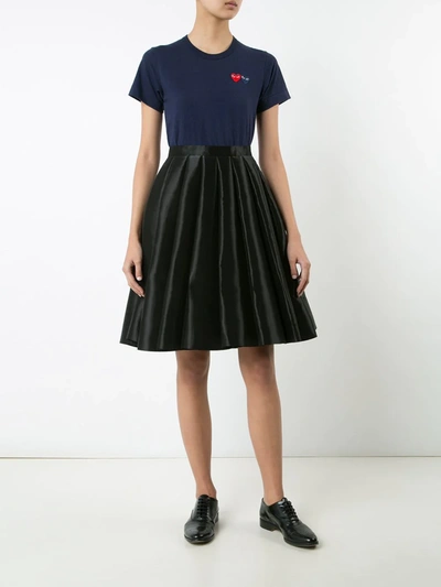 Shop Comme Des Garçons Play Embroidered Heart T-shirt In Blue