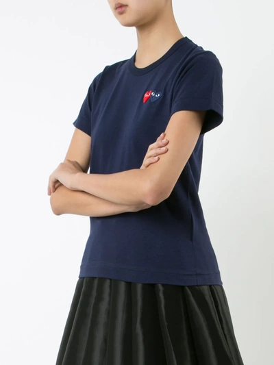 Comme Des Garçons Play Embroidered Heart T-shirt In Blue
