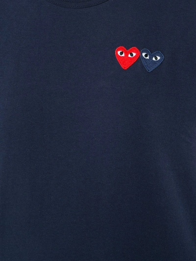 Comme Des Garçons Play Embroidered Heart T-shirt In Blue