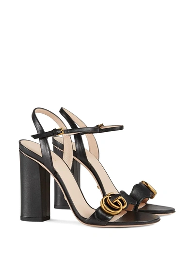 Shop Gucci Gg Logo-plaque Sandals In Black