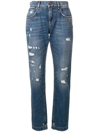 Shop Dolce & Gabbana Distressed Effect Jeans In Blue