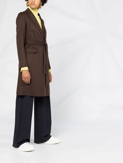 Shop Theory Tie-waist Long-sleeved Coat In Brown