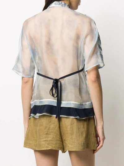 Shop Chloé Organza Flower Embroidered Blouse In Grey