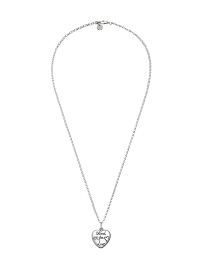 Shop Gucci "blind For Love" Necklace In Silver In Metallic