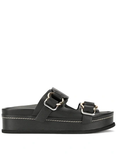 Shop 3.1 Phillip Lim Freida Double-buckle Platform Slides In Black