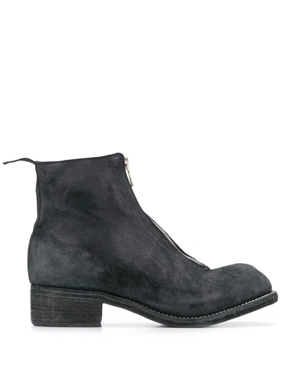 Guidi Front Zip Ankle Boots In Black