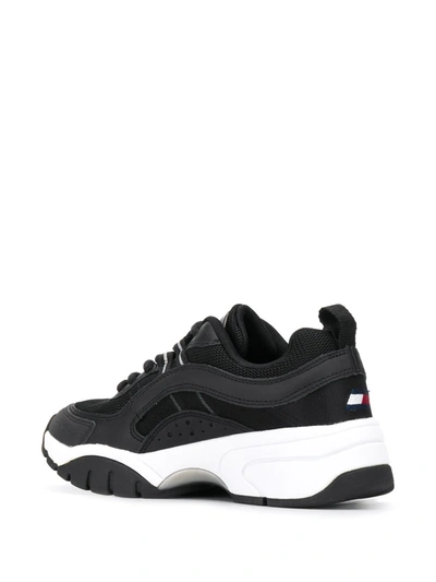 Shop Tommy Jeans Embroidered Logo Sneakers In Black