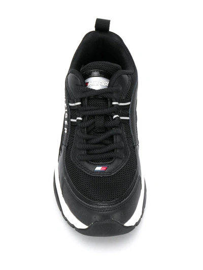 Shop Tommy Jeans Embroidered Logo Sneakers In Black
