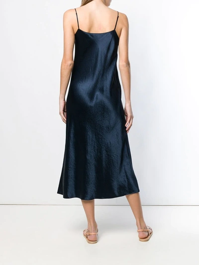 Vince Satin Midi Slipdress In Blue