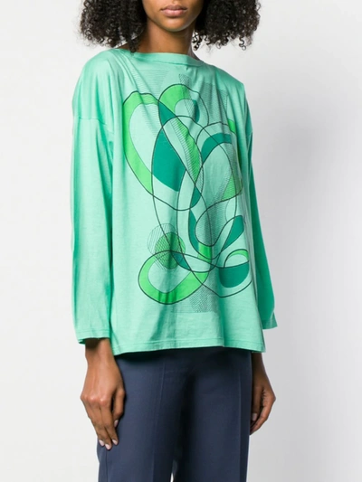 Pre-owned Fendi 1980's Abstract Print T-shirt In Green