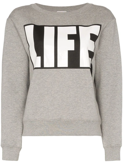 Shop Moncler Slogan Print Sweatshirt In Grey
