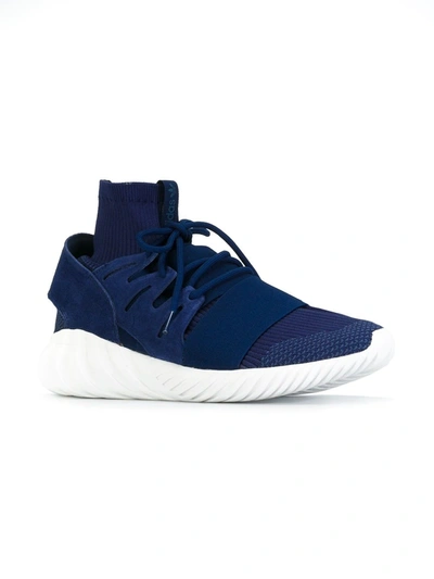 Shop Adidas Originals Tubular Doom Primeknit Sneakers In Blue