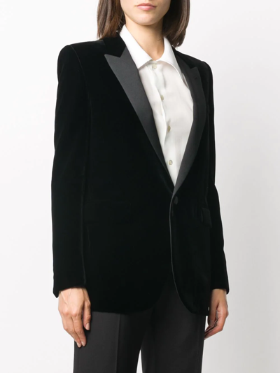 Shop Saint Laurent Single-breasted Velvet Tuxedo Jacket In Black