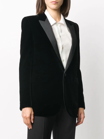 Saint Laurent Single-breasted Velvet Tuxedo Jacket In Black