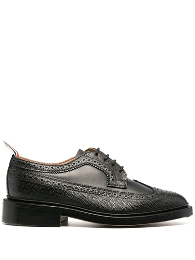 Shop Thom Browne Longwing Pebbled Brogues In Black