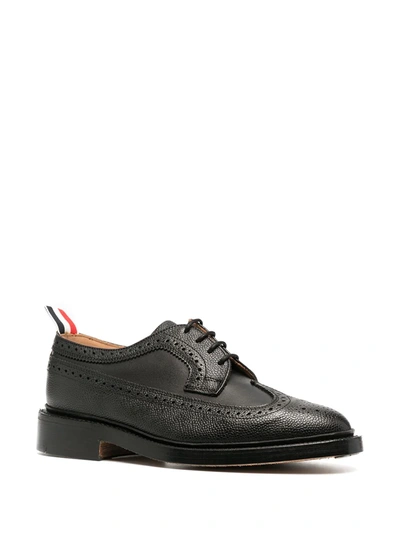 Shop Thom Browne Longwing Pebbled Brogues In Black