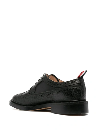 Shop Thom Browne Longwing Pebbled Brogues In Black