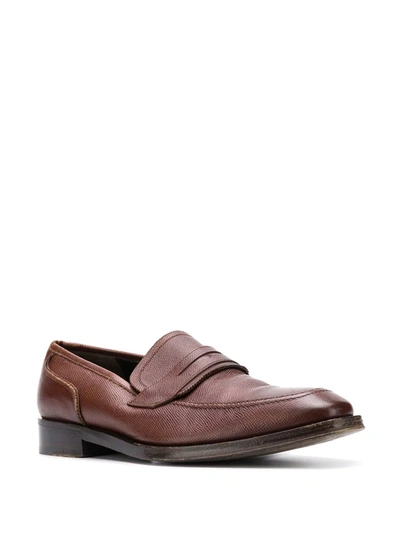 Pre-owned Ferragamo 1990's Textured Loafers In Brown