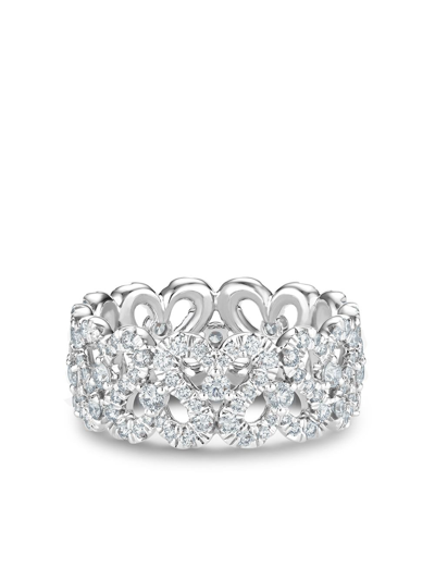 Shop De Beers 18kt White Gold Swan Diamond Band Ring In Silver