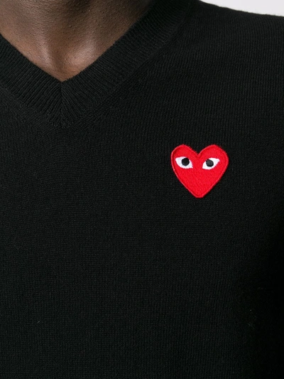 Shop Comme Des Garçons Play Logo Embroidered Jumper In Black