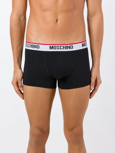 Shop Moschino Logo-waistband Briefs (pack Of Two) In Black