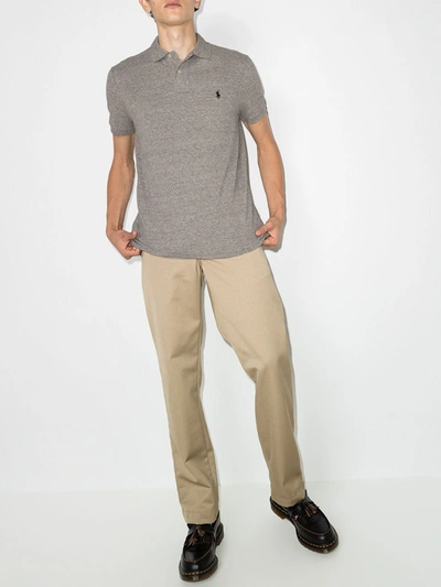 Polo Ralph Lauren Custom Slim Fit Mesh Polo In Grey
