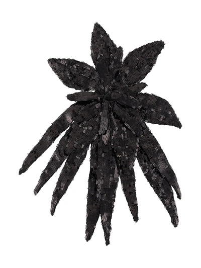 Shop N°21 Sequin Embellished Flower Brooche In Black